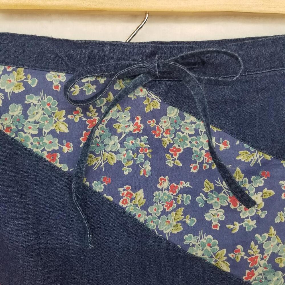 Crazy‎ Horse Cottage Floral Chambray Skirt Womens 14 Blue Pink - Picture 5 of 11